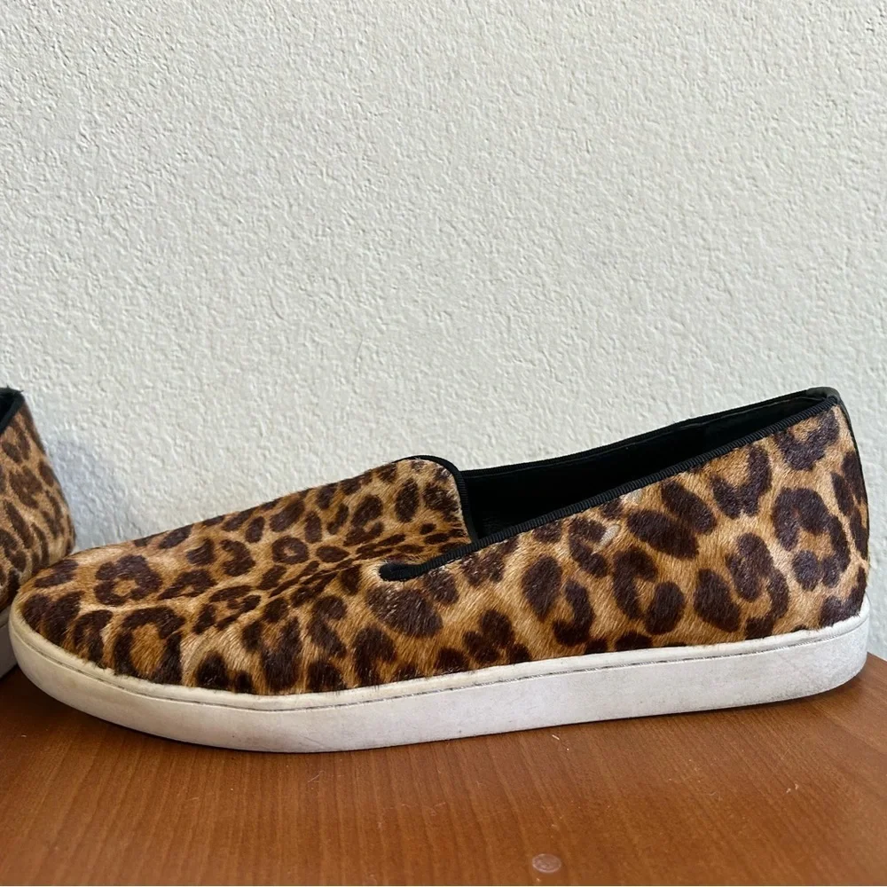 Birdies The Swift Leopard Calf Hair Slip On Loafer Sneakers Women's Size 8 Brown
